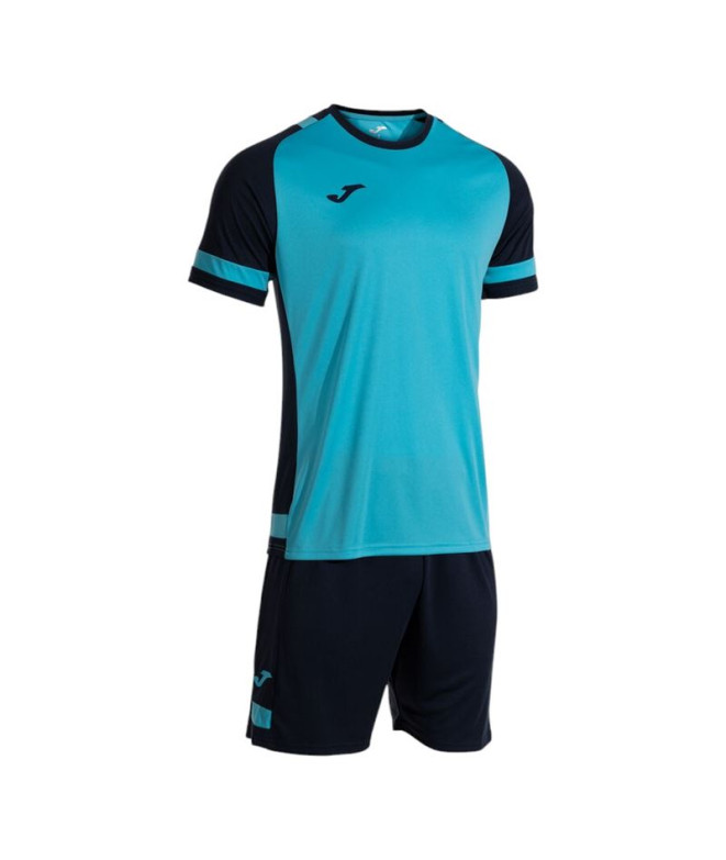 Conjunto de Fútbol Joma Lider Turquesa Flúor Dark Navy Niño