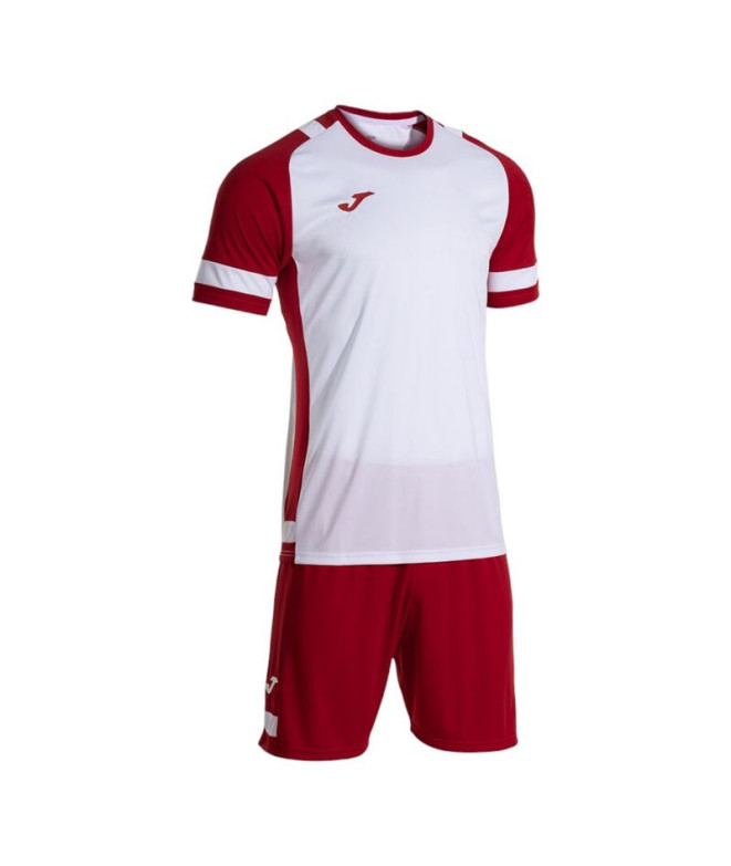 Conjunto de Futebol Joma Líder Branco Vermelho Criança