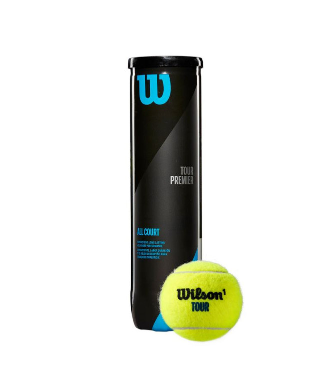 Pelotas de Tenis Wilson Tour Premier All Ct 4 Ball Can Negro/Gold
