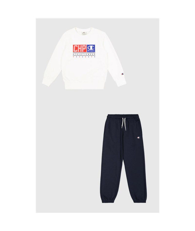 Chandal Champion Crewneck Sweatsuit Enfant Blanc Bleu