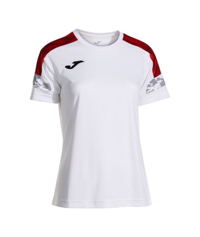 Camiseta Joma Championship VIII Mulher Branco/Vermelho