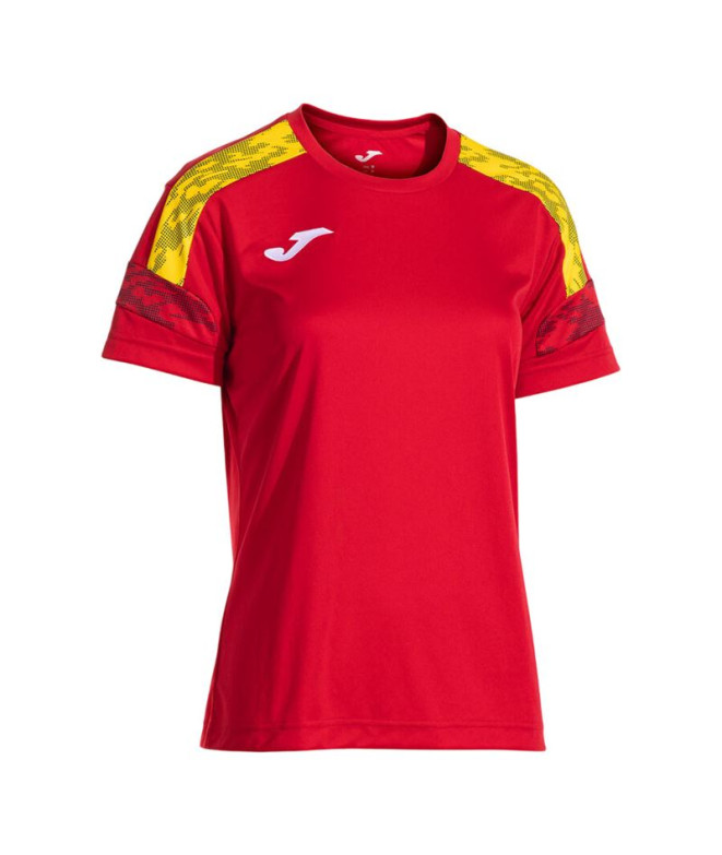 Camiseta Joma Championship VIII Mulher Vermelho/Amarelo