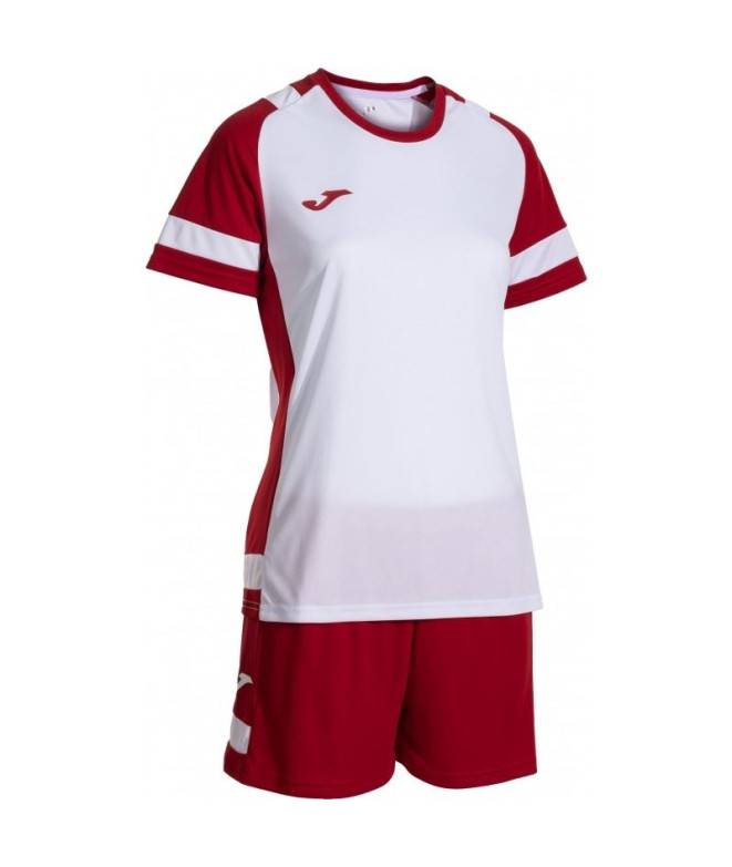 Conjunto de Futebol Joma Líder Mulher Branco/Vermelho