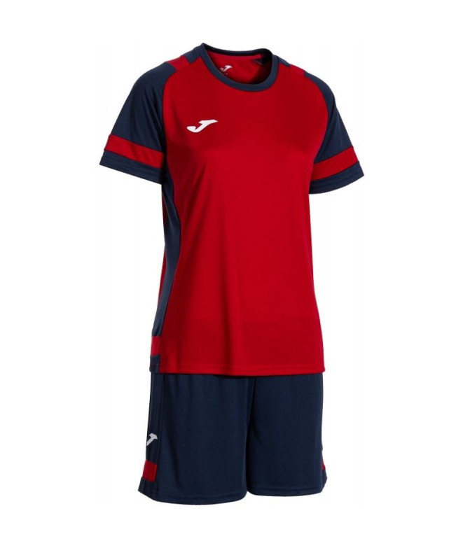 Conjunto de Futebol Joma Líder Mulher Vermelho/Azul Marinho