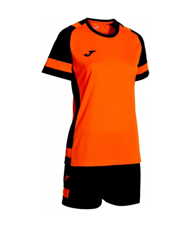 Conjunto de Futebol Joma Líder Mulher Laranja/Preto