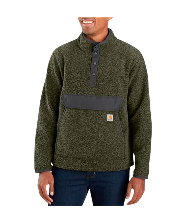 Moletom Carhartt Pullover de Fleece Relaxado Homem Verde Escuro