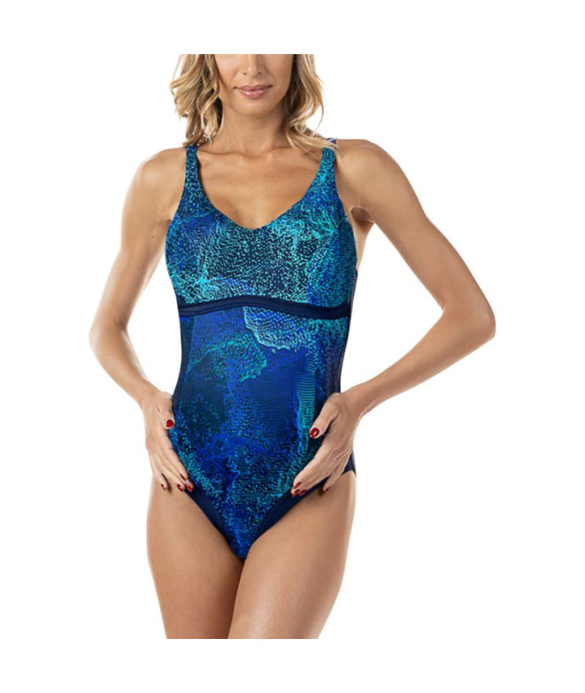 Bañador de Natación Aquarapid Costume Intero Mujer Azul Oscuro