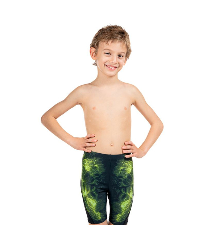 Maillot de bain De Natation Aquarapid Cost.Jammer Noir/Fl.Vert Enfant