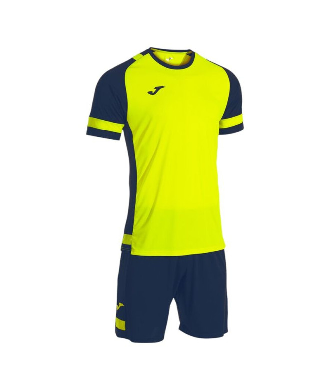 Conjunto de Futebol Joma Líder Amarelo Fluorescente Marinho Escuro Homem