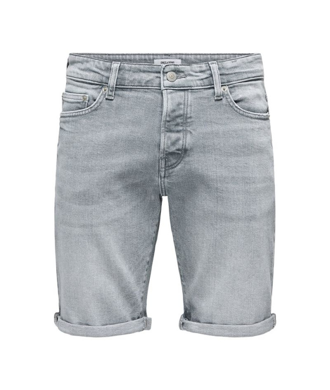 Calça Only & Sons Onsply Mgd 8774 Tai Dnm Homem Denim Cinza Médio