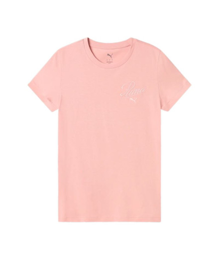 Camiseta Puma Essentials Script Mulher Rosa