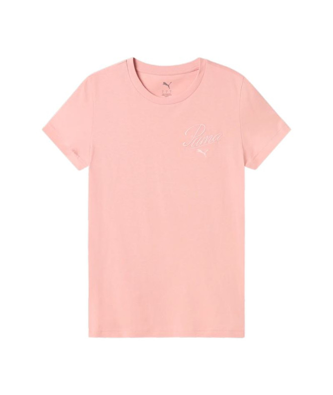 Camiseta Puma Essentials Script Mulher Rosa