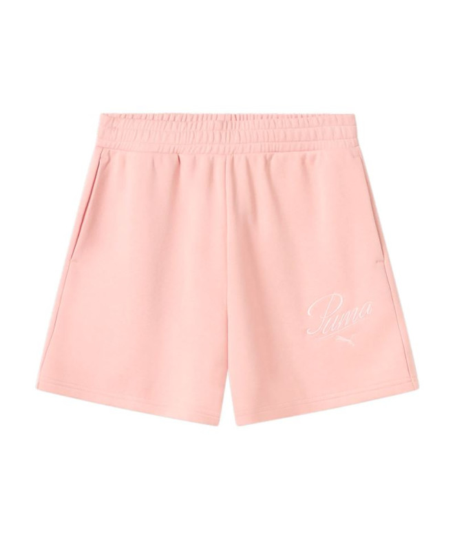 Calça Puma Essentials Script High-Wais Mulher Rosa