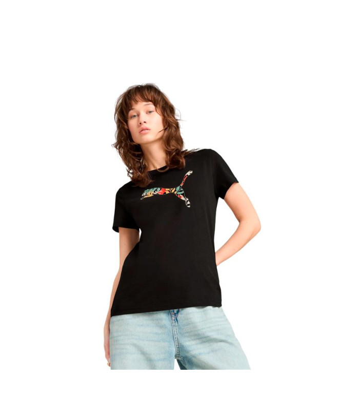T-shirt Puma Graphics Floral Cat Femme Noir