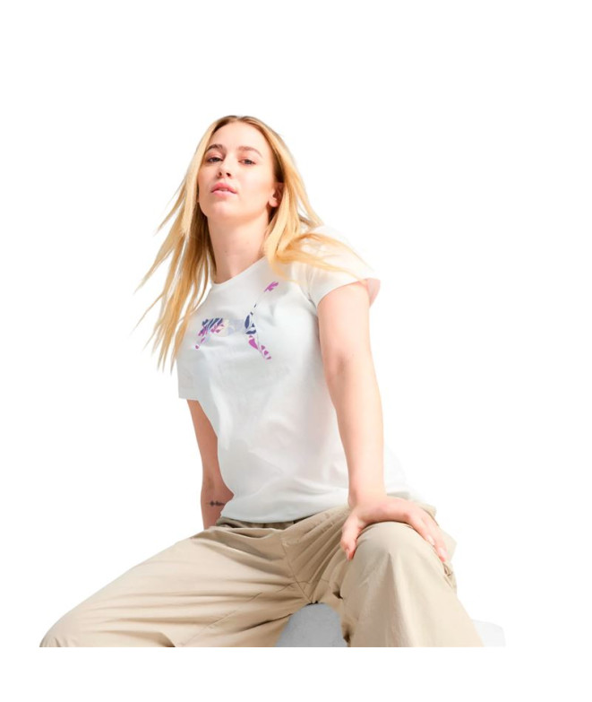 T-shirt Puma Graphics Floral Cat Femme Blanc