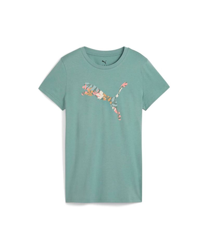Camiseta Puma Graphics Floral Cat Mujer Verde