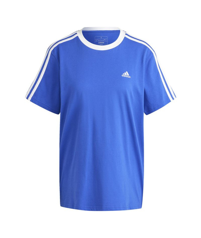 Camiseta adidas Essentials 3-Stripes Mulher Azul