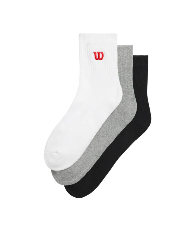 Meias de Tênis Wilson Quarter Top Sock Branco brilhante/Preto Pack