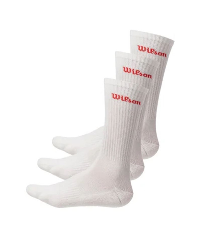 Meias de Tênis Wilson Crew Logo Sock Branco Pack