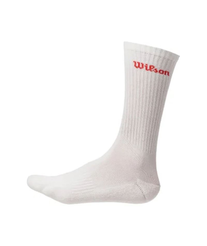 Meias de Tênis Wilson Crew Logo Sock Branco Pack