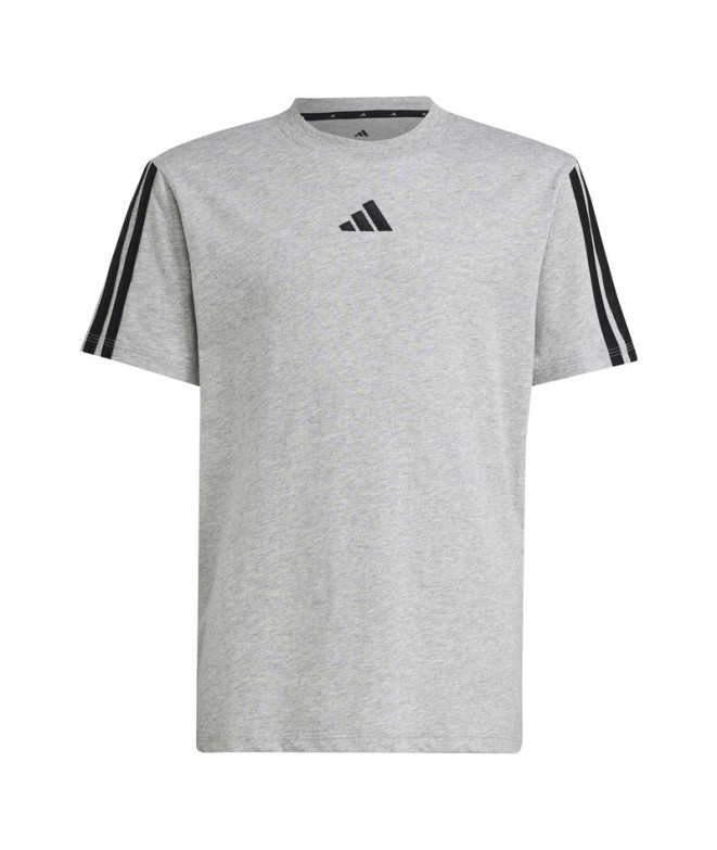 Camiseta adidas 3 Bandas Infantil Cinza/Preto