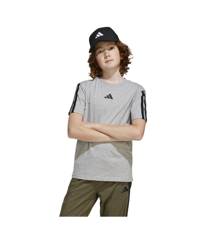 Camiseta adidas 3 Bandas Infantil Cinza/Preto