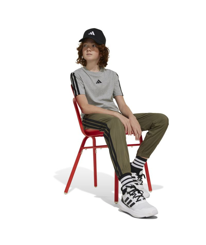 Camiseta adidas 3 Bandas Infantil Cinza/Preto