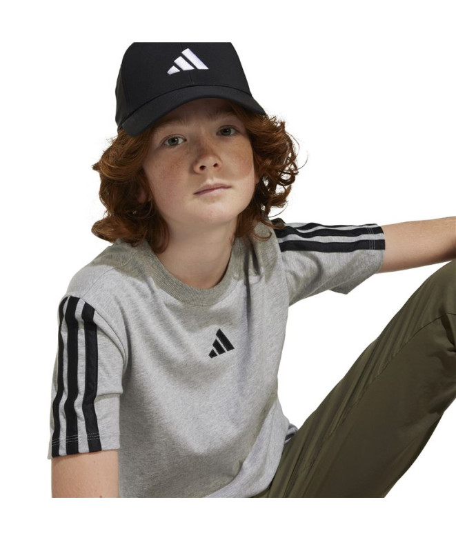 Camiseta adidas 3 Bandas Infantil Gris/Negro