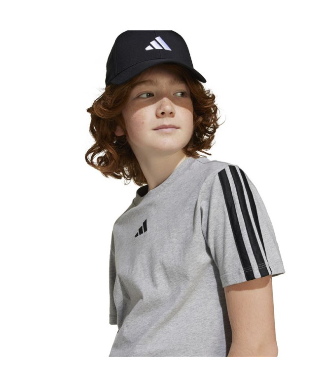 Camiseta adidas 3 Bandas Infantil Gris/Negro