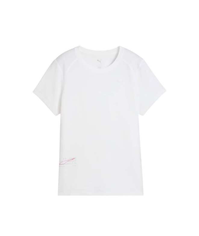 Camiseta De Running Puma Run Graphic Mesh Mulher Branco