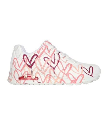 Chaussures Skechers Uno-Spread The Love Femme Blanc/Rose