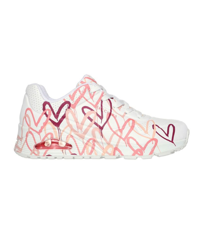 Sapatilhas Skechers Uno-Spread The Love Mulher Branco/Rosa