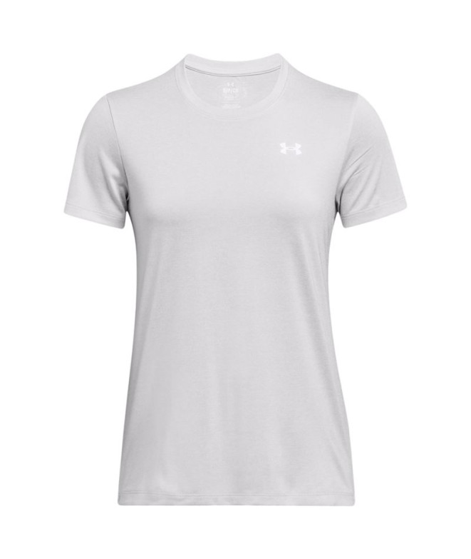 Camiseta de Fitness Under Armour Tech Ssc- Twist Mulher Cinza