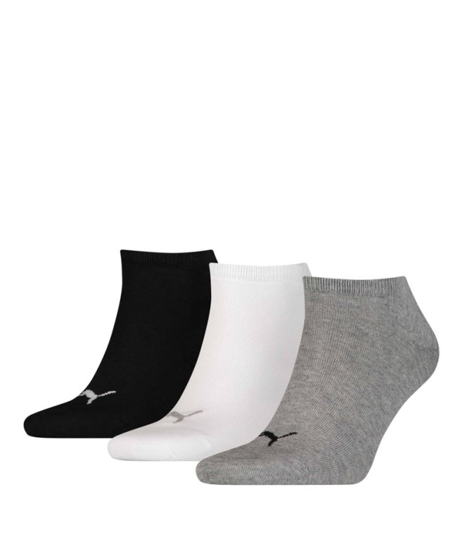 Calcetines Puma Sneaker Plain Gris/Blanco/Negro Pack