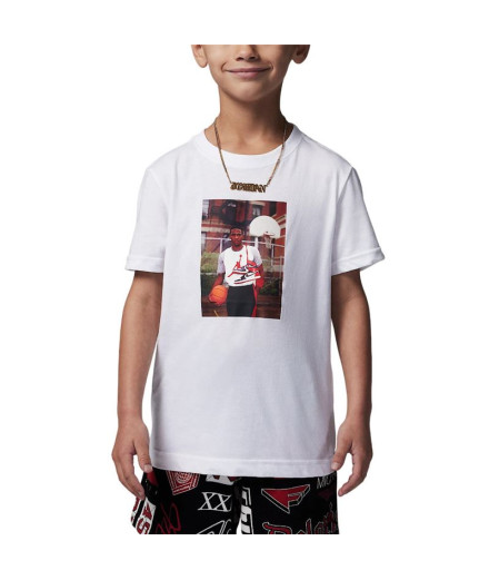 Sweat Jordan Jdb Mj Brand Photo Ss Crew Enfant Blanc