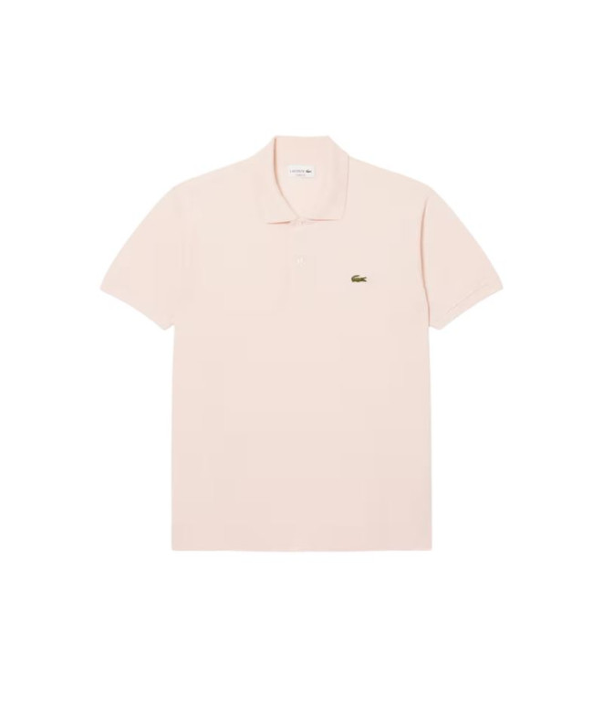 Polo Lacoste Camisa de Gola Listrada de Mangas Curtas Homem Rosa Claro