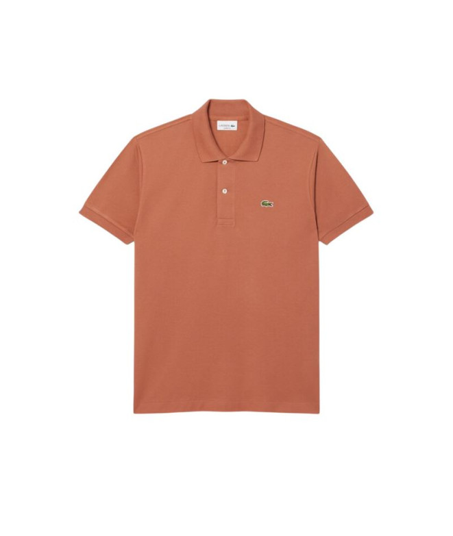 Polo Lacoste Camisa de Gola Listrada de Mangas Curtas Homem Terracota Marrom