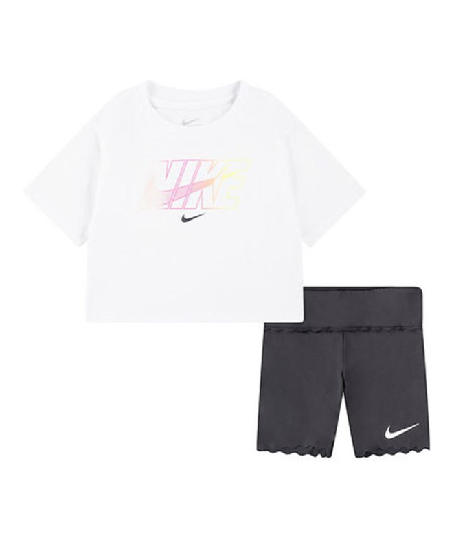 Conjunto Nike Nkg Swoosh Motion Bike Short Infantil Cinza Branco