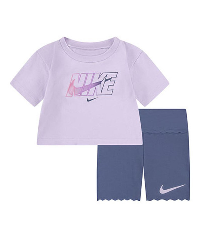 Conjunto Nike Nkg Swoosh Motion Bike Short Infantil azul difuso