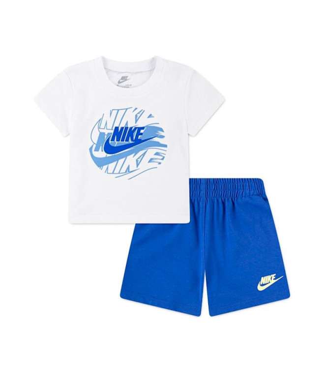 Conjunto Nike Nkb B Nsw On The Move Jrsy Set Infantil Azul Branco