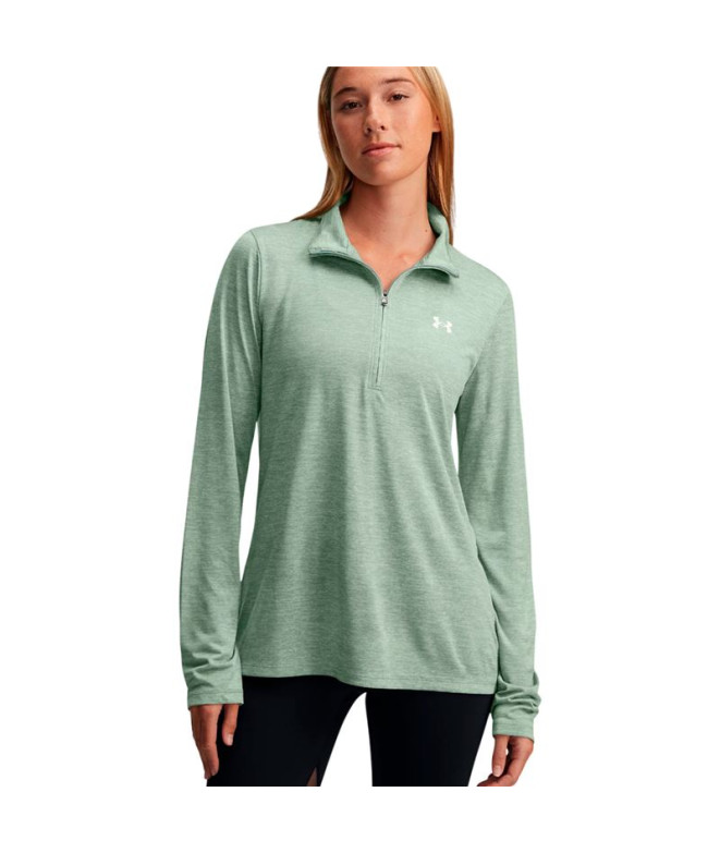 Camiseta de Fitness Under Armour Tech 1/2 Zip- Twist Mujer Verde