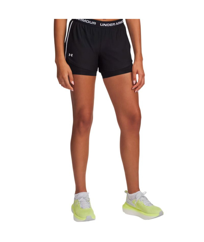 Pantalones Cortos de Fitness Under Armour Tech Play Up 2In1 Shorts Mujer Negro
