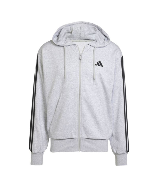 Sudadera adidas 3 Bandas French Terry Fz Hd Hombre Gris/Negro
