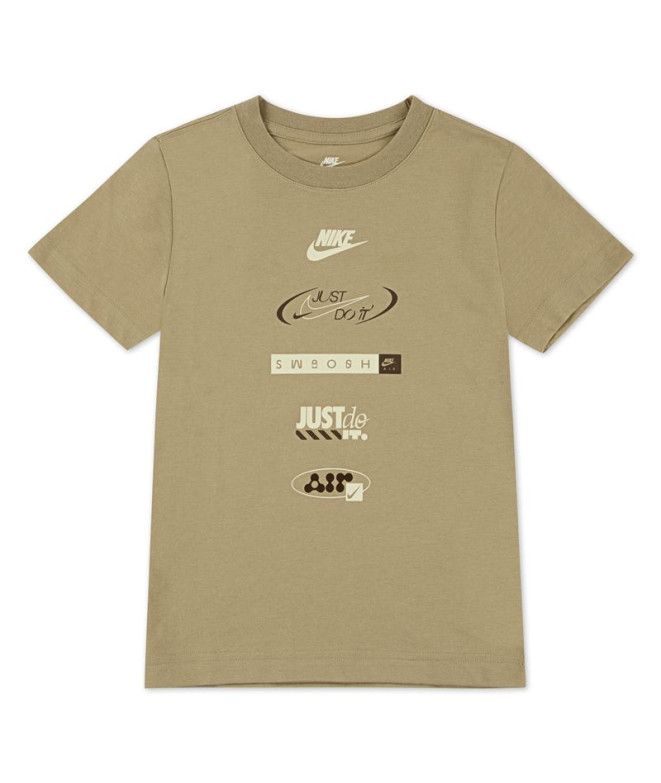 Camiseta Nike Nike Brandmark Stack Menino Bege