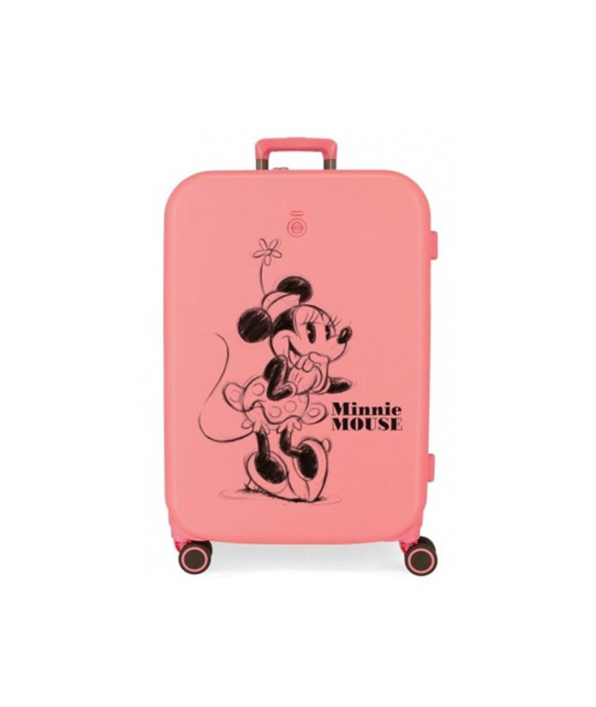 Mala Disney Abs 70Cm 4W Disney 100- Minnie Felicidade Coral Rosa