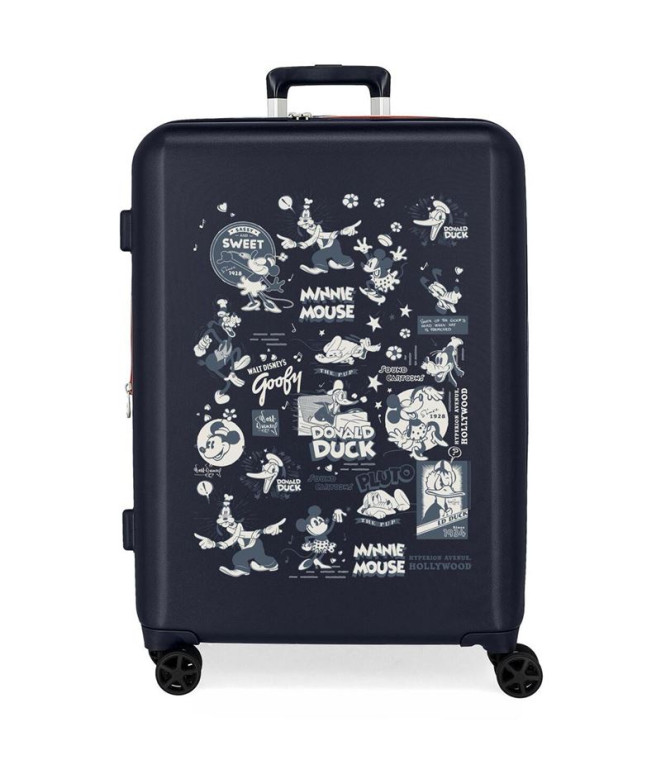 Valise Disney Abs 70Cm W/Exp 4W Disney 100 Mickey Comic Bleu