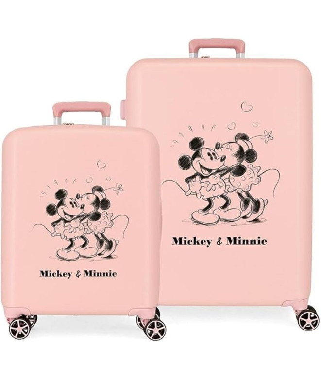 Mala Disney Abs Luggage Set 2/ 55-70Cm 4W Mickey & Minnie Kisses Nude Rosa