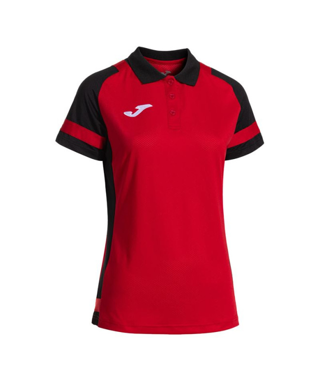 Polo Joma Líder Mulher Vermelho/Preto