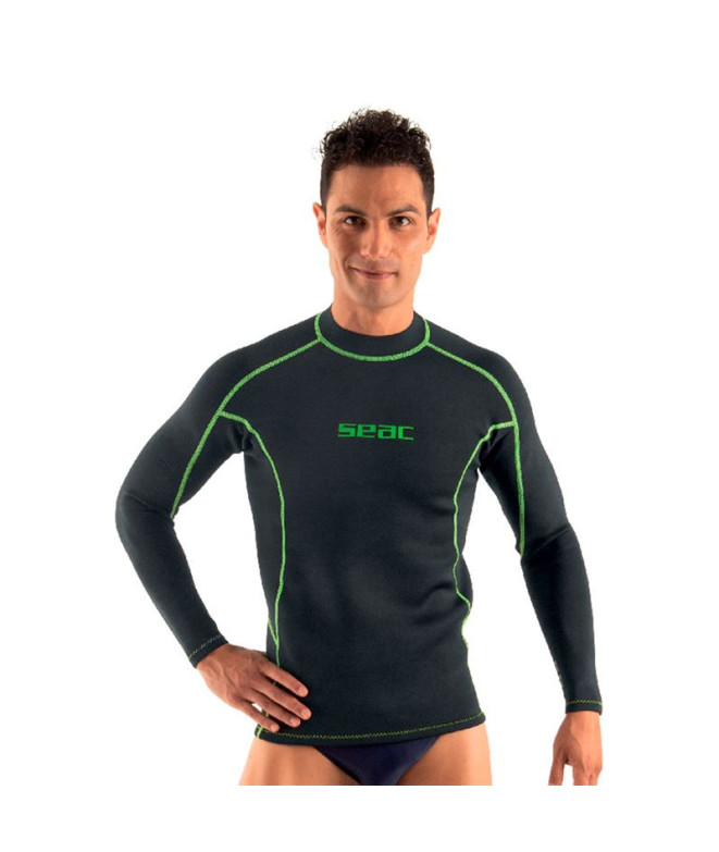 Camiseta Em Neoprene Fit Long Preto Homem 2 Mm Seac