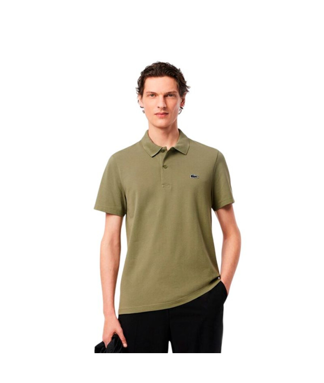 Polo Lacoste Chemise Col Bord-Côtes Manches Courtes Homme Kaki